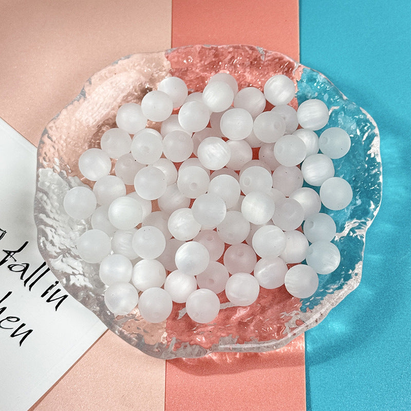 (100pcs)8mm Matte Resin Cat's Eye Round Beads ¨C Frosted Candy Series