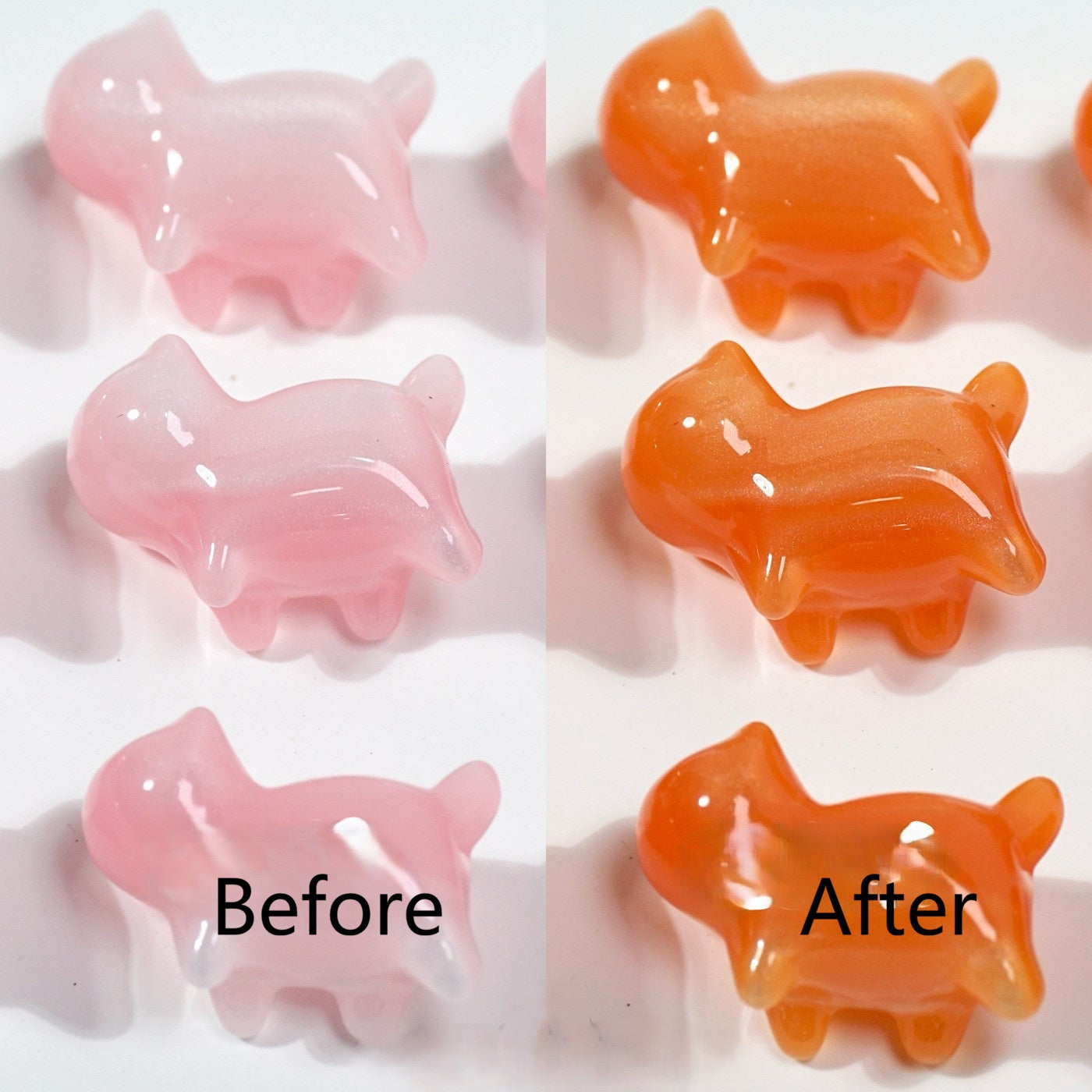 (5pcs)UV Color-Changing Resin Small Cat's Eye Cat Bead-No Holes