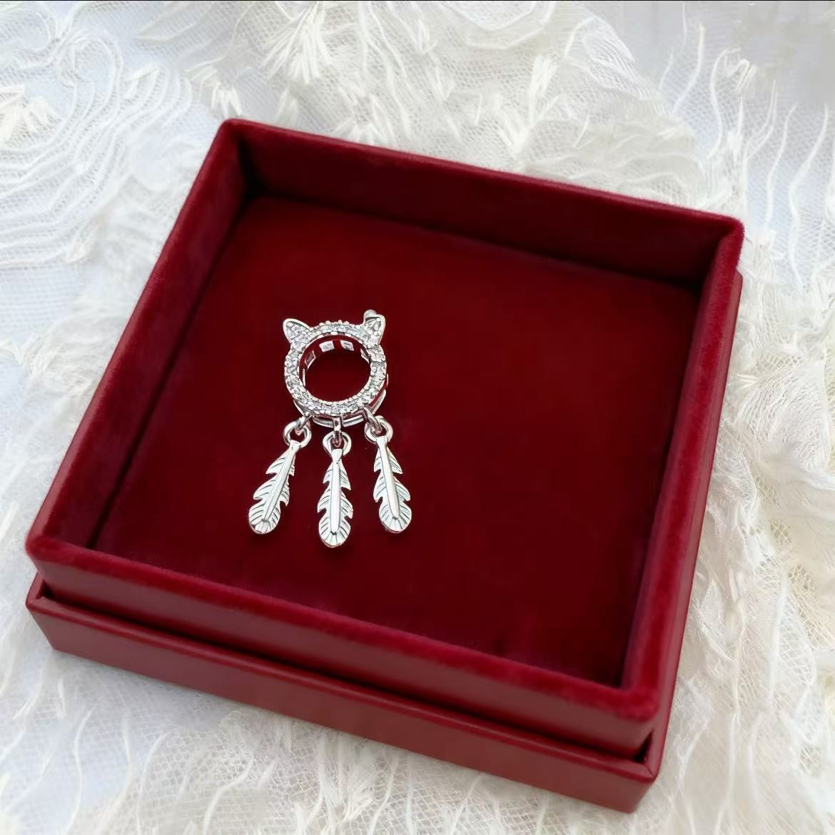 Plated Kitty Cat Bead Frame with Tassel