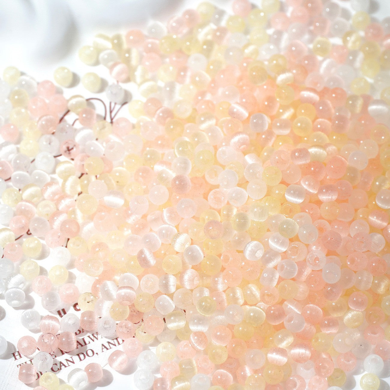 (500pcs)4mm Brushed Cat's Eye Round Glass Seed Beads