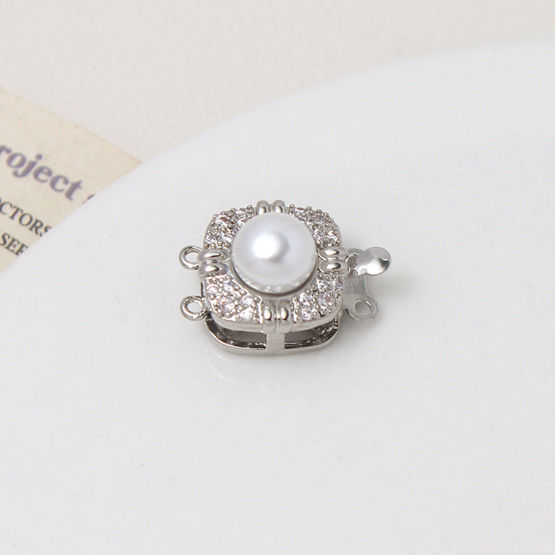 Double CZ Pearl Bracelet Clasp