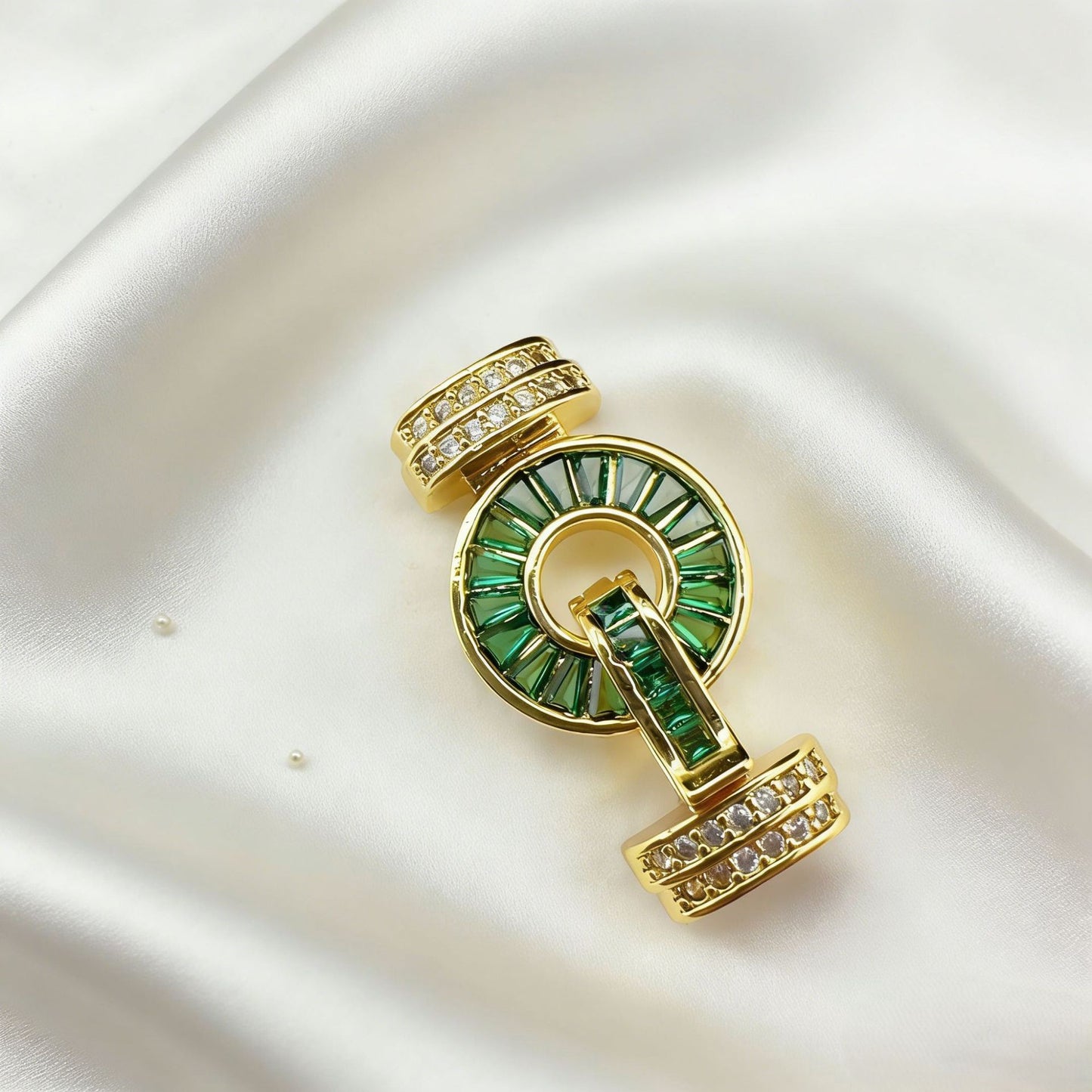 Paved Clasp with T-Square Colored Zirconia