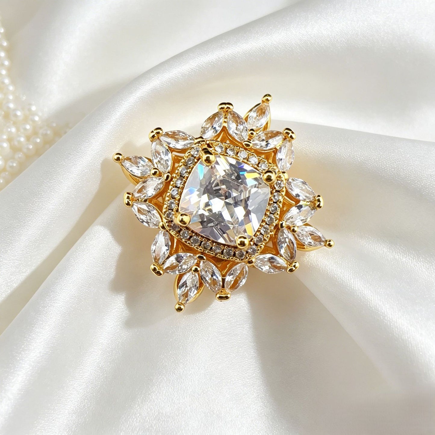 Diamond Sunflower Rose Full CZ Spacer Bead