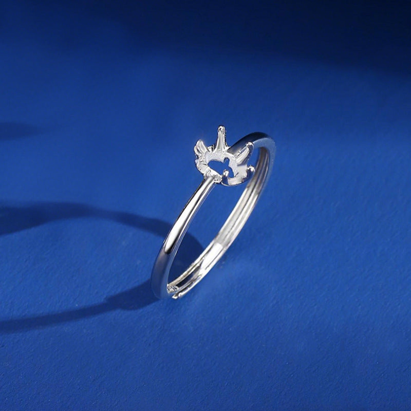 925 Sterling Silver Ring Mount for 4x6mm Oval Diamond