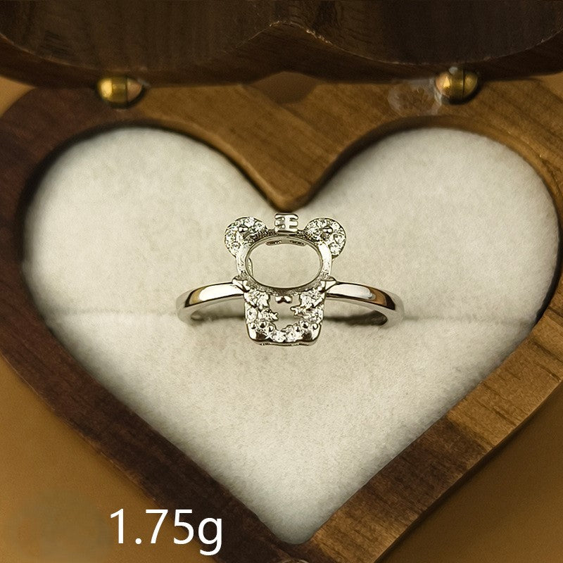 925 Sterling Silver Zodiac Ring Mount for 6x8mm Oval Gemstone, Unset DIY