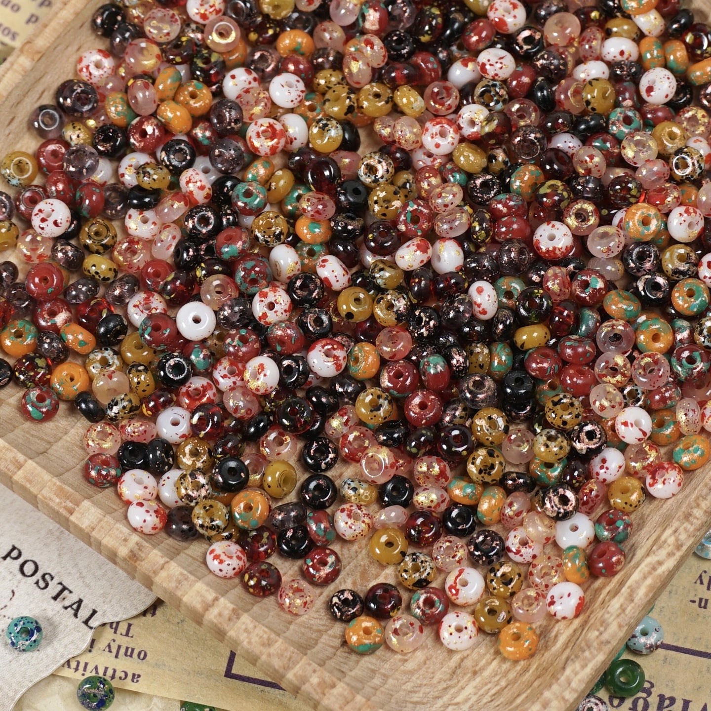 (160pcs)2x4mm Picasso Abacus Beads - Vintage Glass Seed Beads