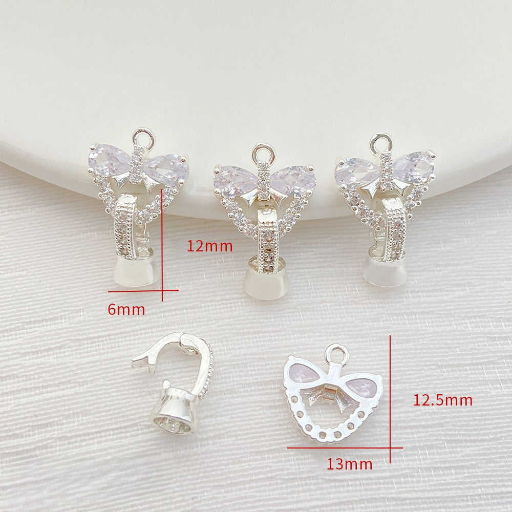 CZ-Set Bow Pearl Single Clasp