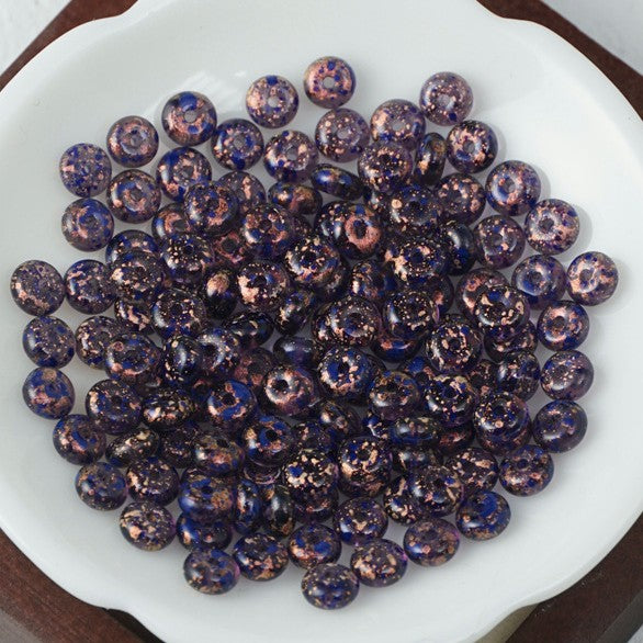 (100pcs)3x6mm Picasso Abacus Beads - Vintage Glass Seed Beads