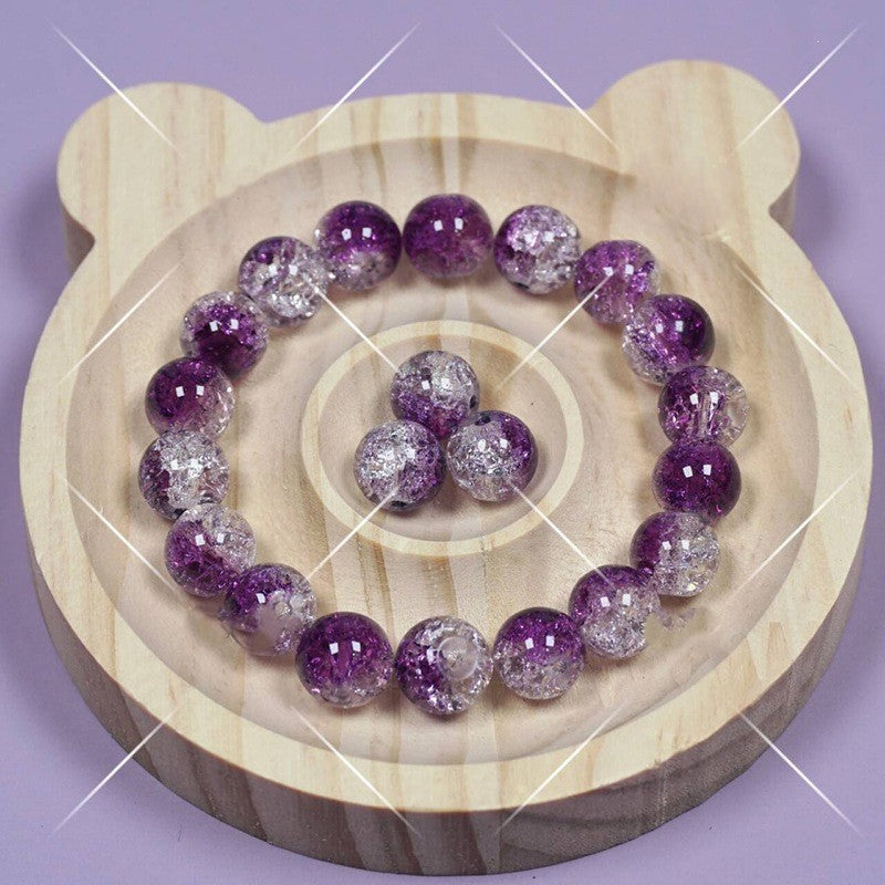 (200pcs)8/10mm Ice Crack Burst Crystal Glass Round Beads