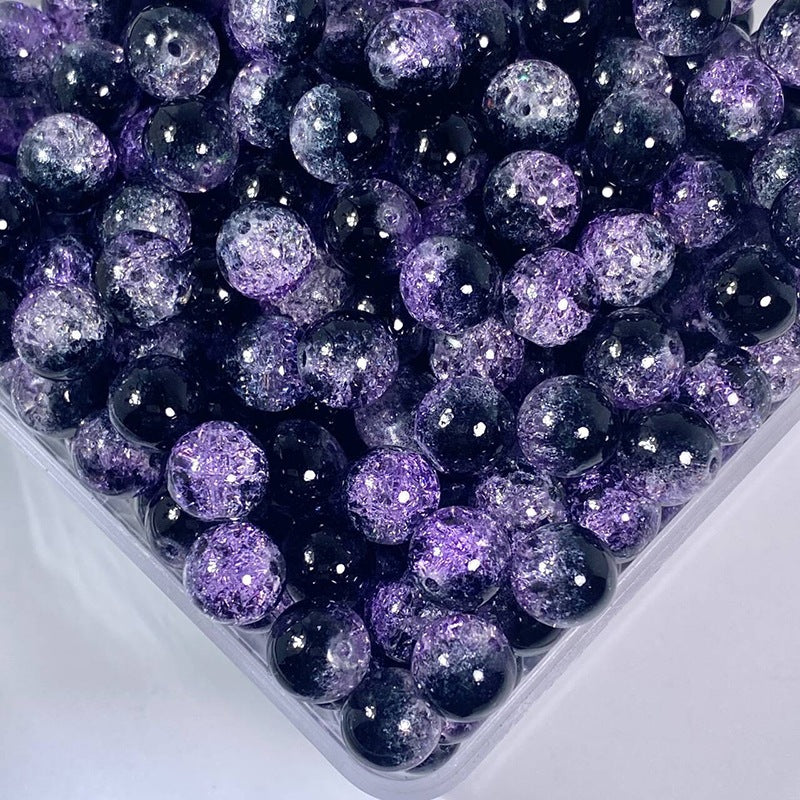 (200pcs)8/10mm Ice Crack Burst Crystal Glass Round Beads
