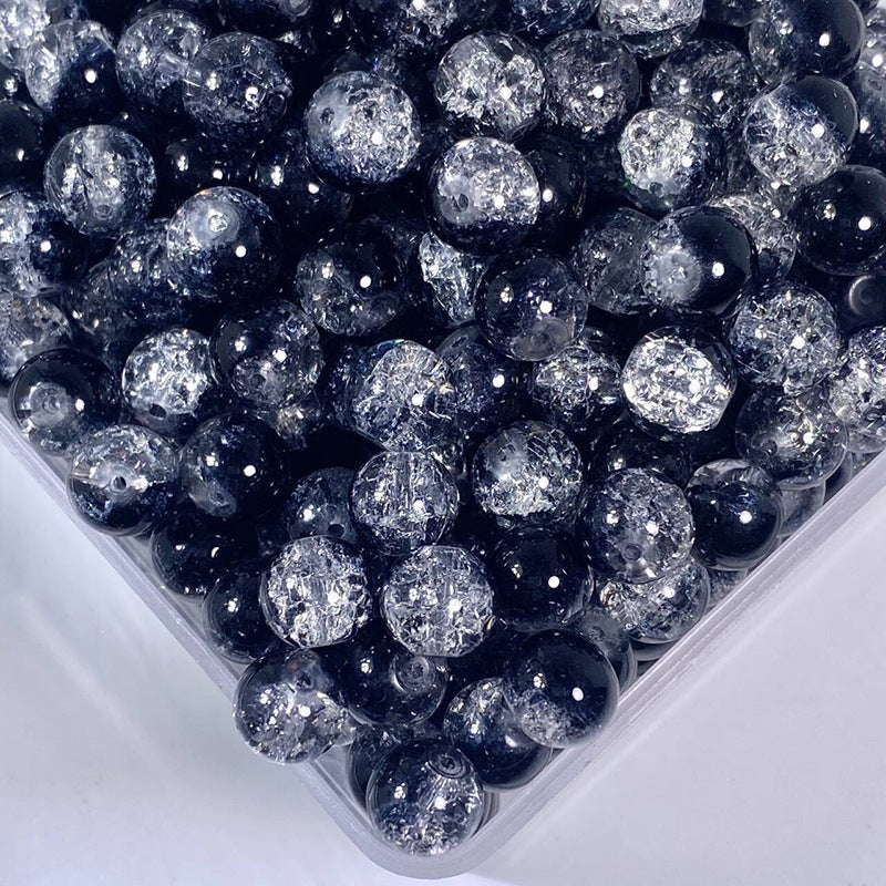 (200pcs)8/10mm Ice Crack Burst Crystal Glass Round Beads