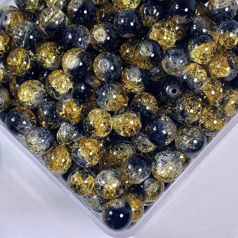 (200pcs)8/10mm Ice Crack Burst Crystal Glass Round Beads