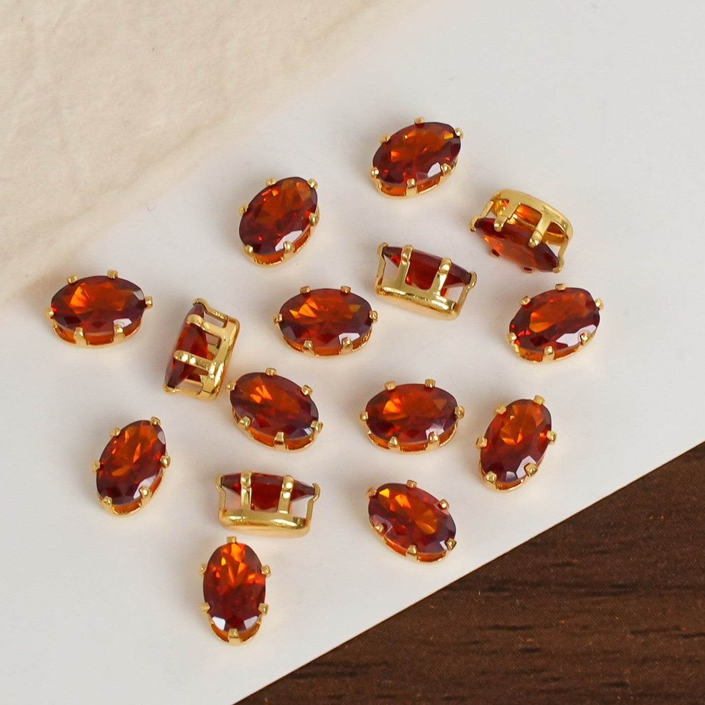 (30pcs)4x6MM Oval Gold Base CZ Prong-Set Stone
