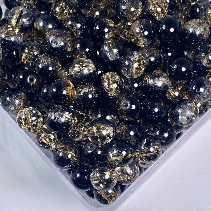 (200pcs)8/10mm Ice Crack Burst Crystal Glass Round Beads