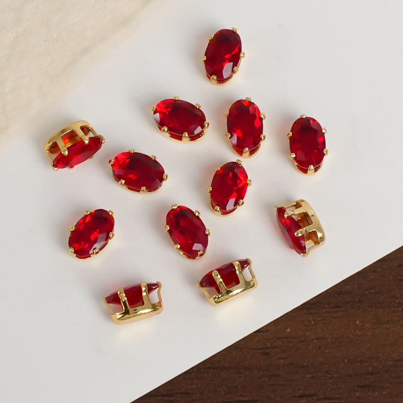 (30pcs)5x7MM Oval Gold Base CZ Prong-Set Stone