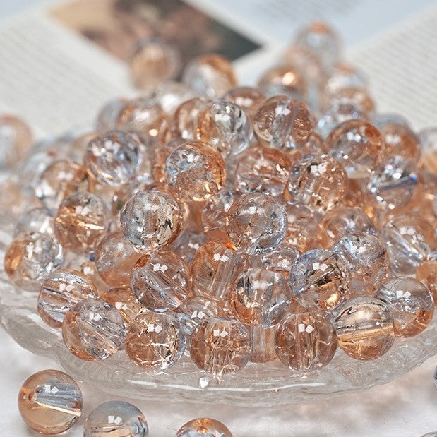 (200pcs)8/10mm Ice Crack Burst Crystal Glass Round Beads