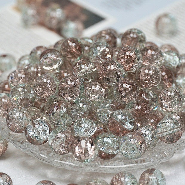 (200pcs)8/10mm Ice Crack Burst Crystal Glass Round Beads