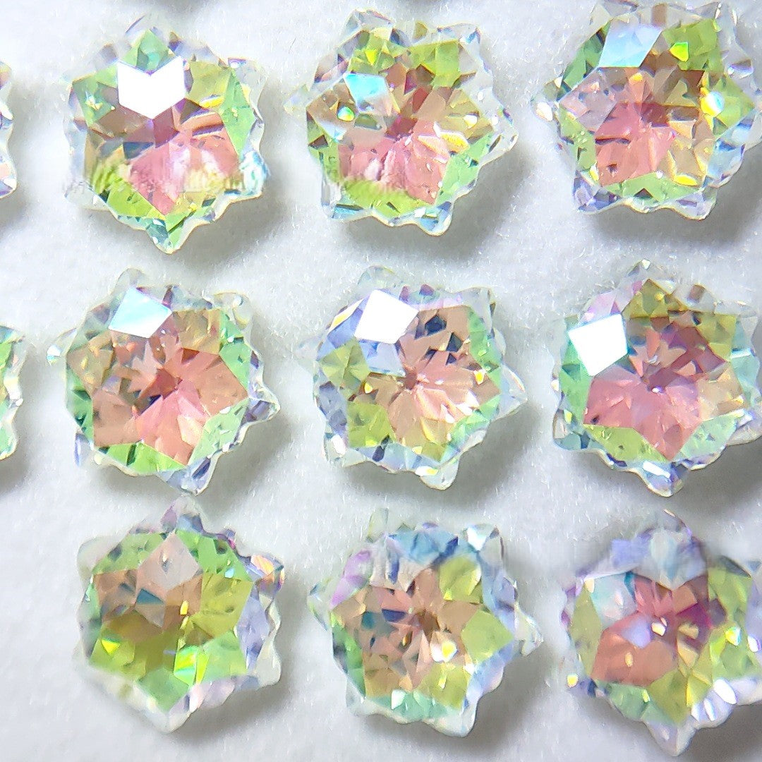 5A 6mm Hexagram Christmas Blizzard Cut Coated Loose CZ Stone - 2pcs