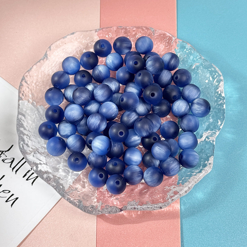 (100pcs)8mm Matte Resin Cat's Eye Round Beads ¨C Frosted Candy Series