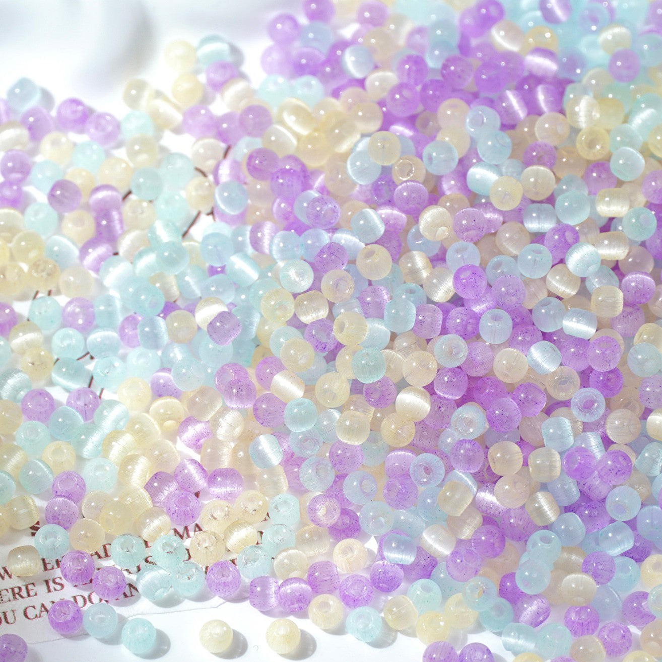 (500pcs)4mm Brushed Cat's Eye Round Glass Seed Beads