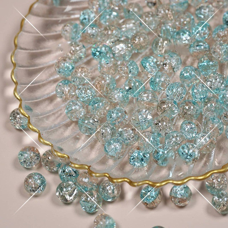 (200pcs)8/10mm Ice Crack Burst Crystal Glass Round Beads