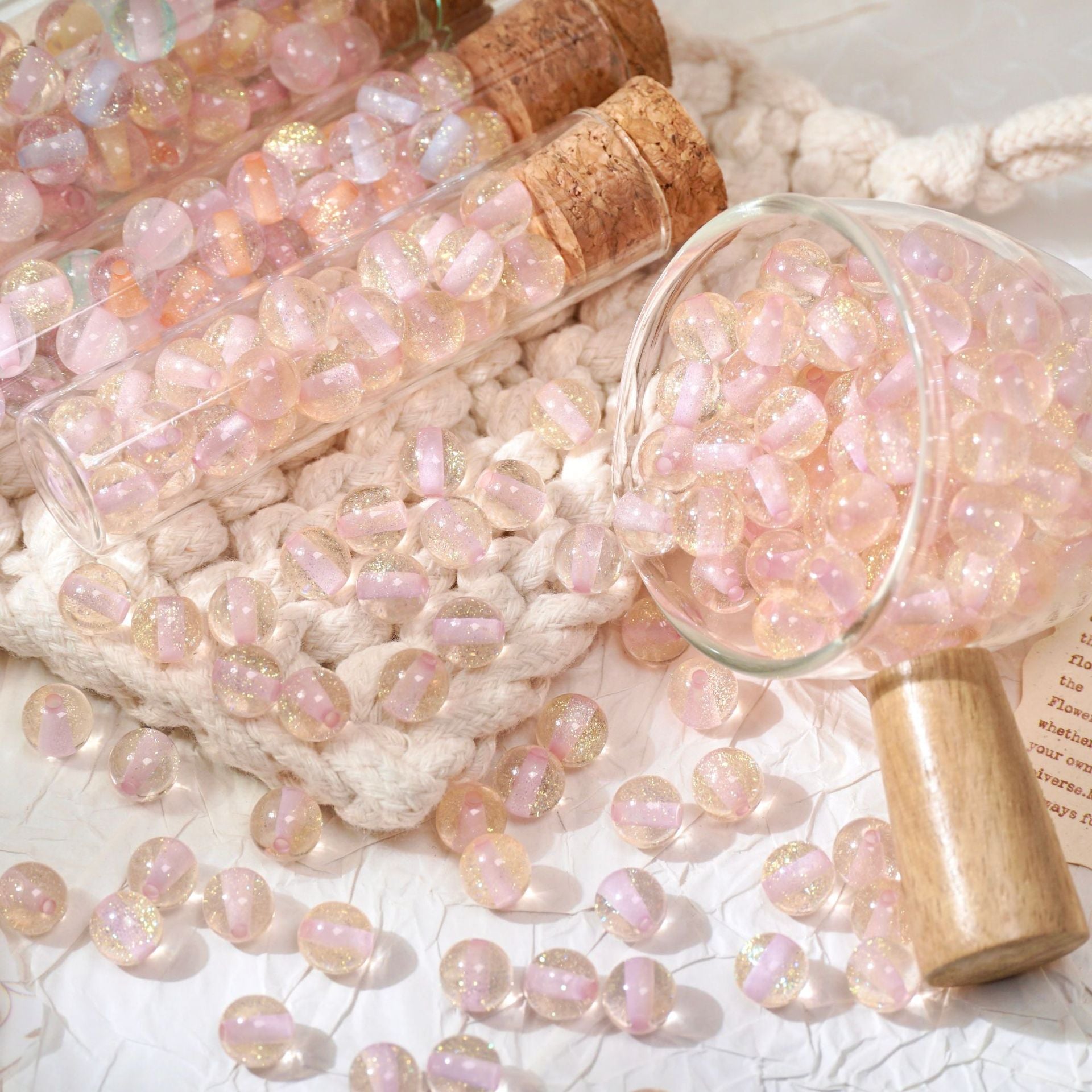 (50pcs) 8mm Resin Sugar-Coated Beads - Starry Fine Sparkle