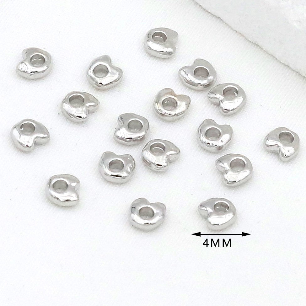 (100pcs)4mm Irregular Nugget & Silver-Tone Spacer Beads / Spacers