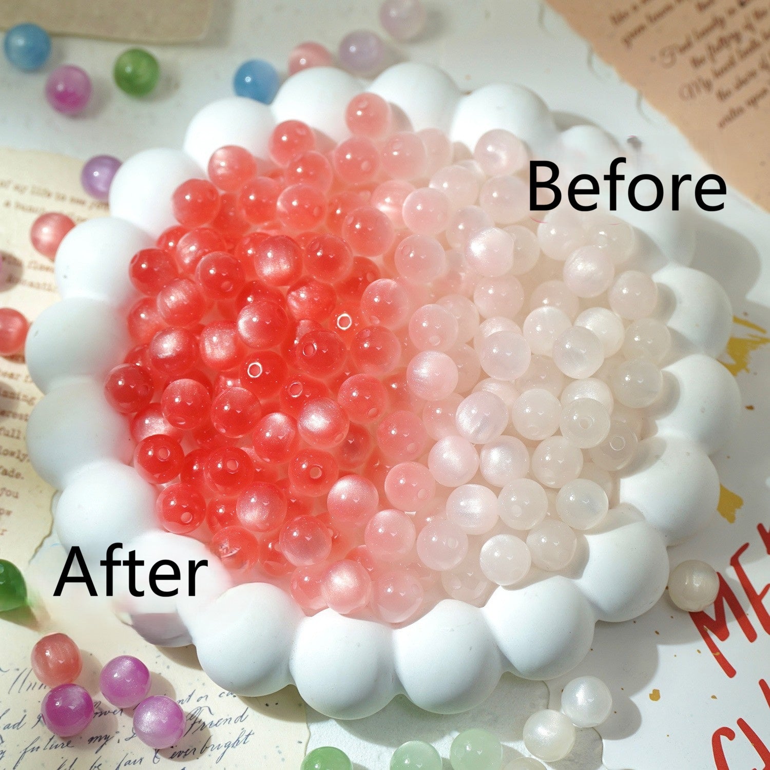(50pcs)8/10/12/16mm Color-Changing Resin Round Beads - Light & Temperature Sensitive