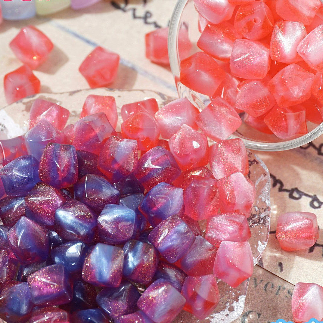 (50pcs)10mm Color Changing Resin Octagonal Pearlescent Thermal Beads