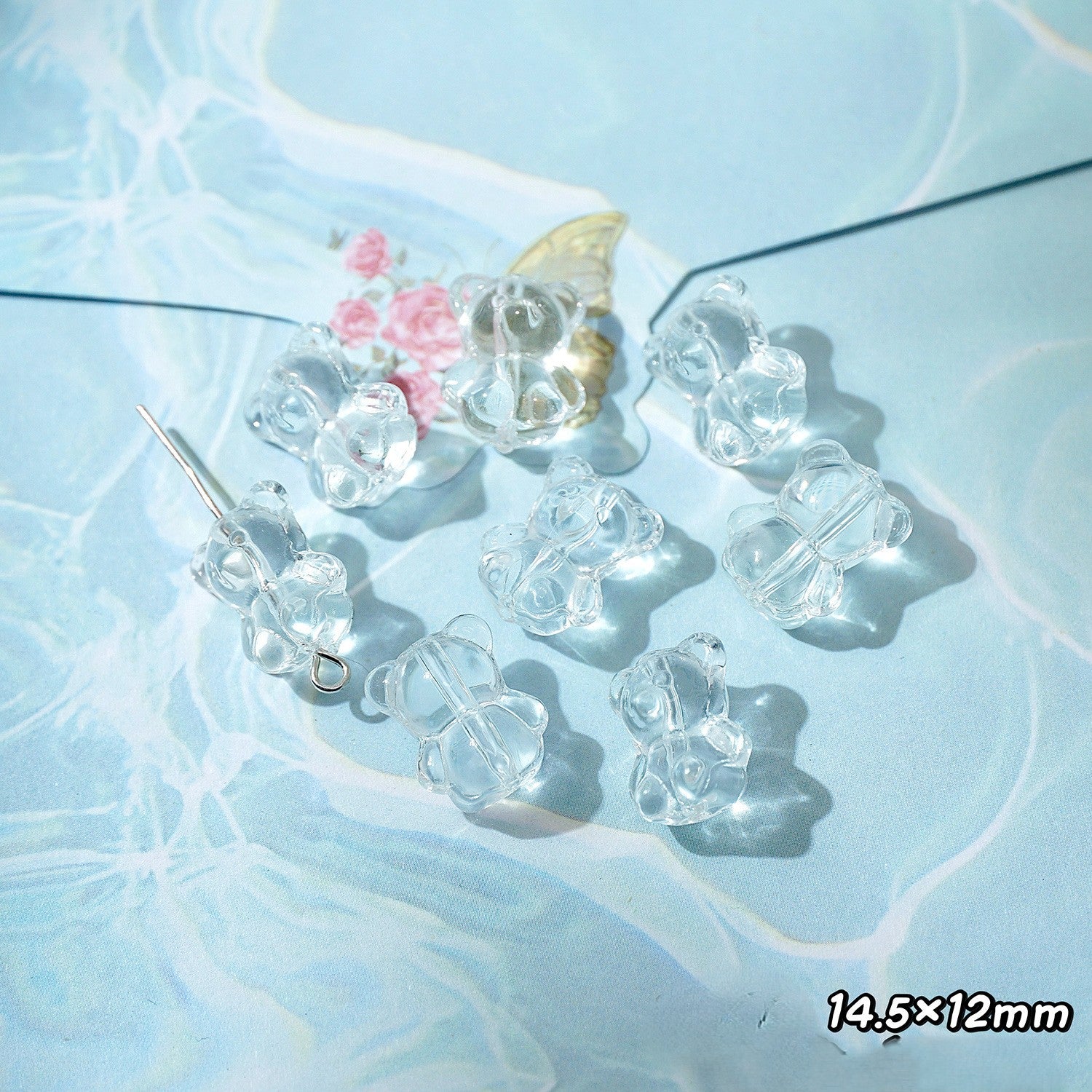 (50pcs)White Crystal Imitation Double-Pointed Irregular Glass Beads