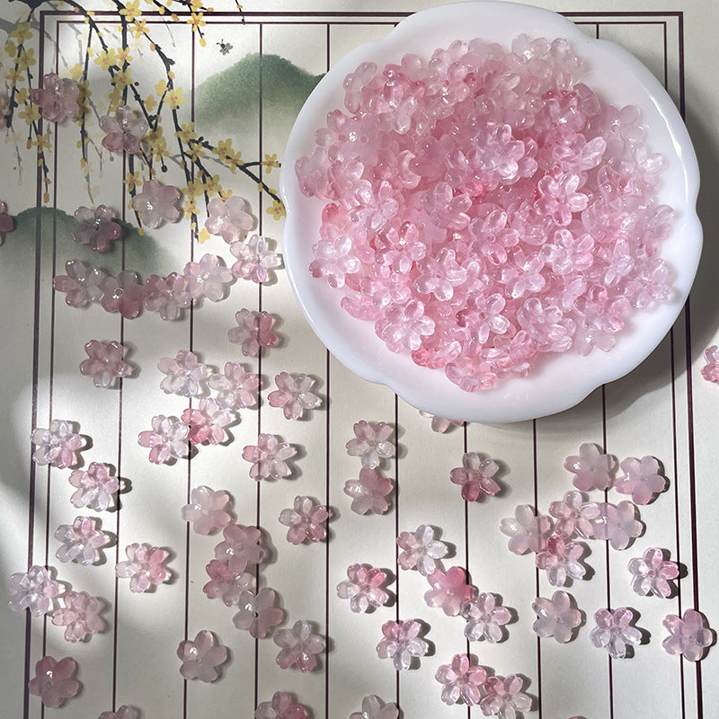 (50pcs)10mm 3D Sakura Flower Glass Beads