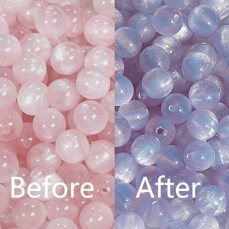 (50pcs)8/10/16mm Light & Temperature Color-Changing Resin Round Beads