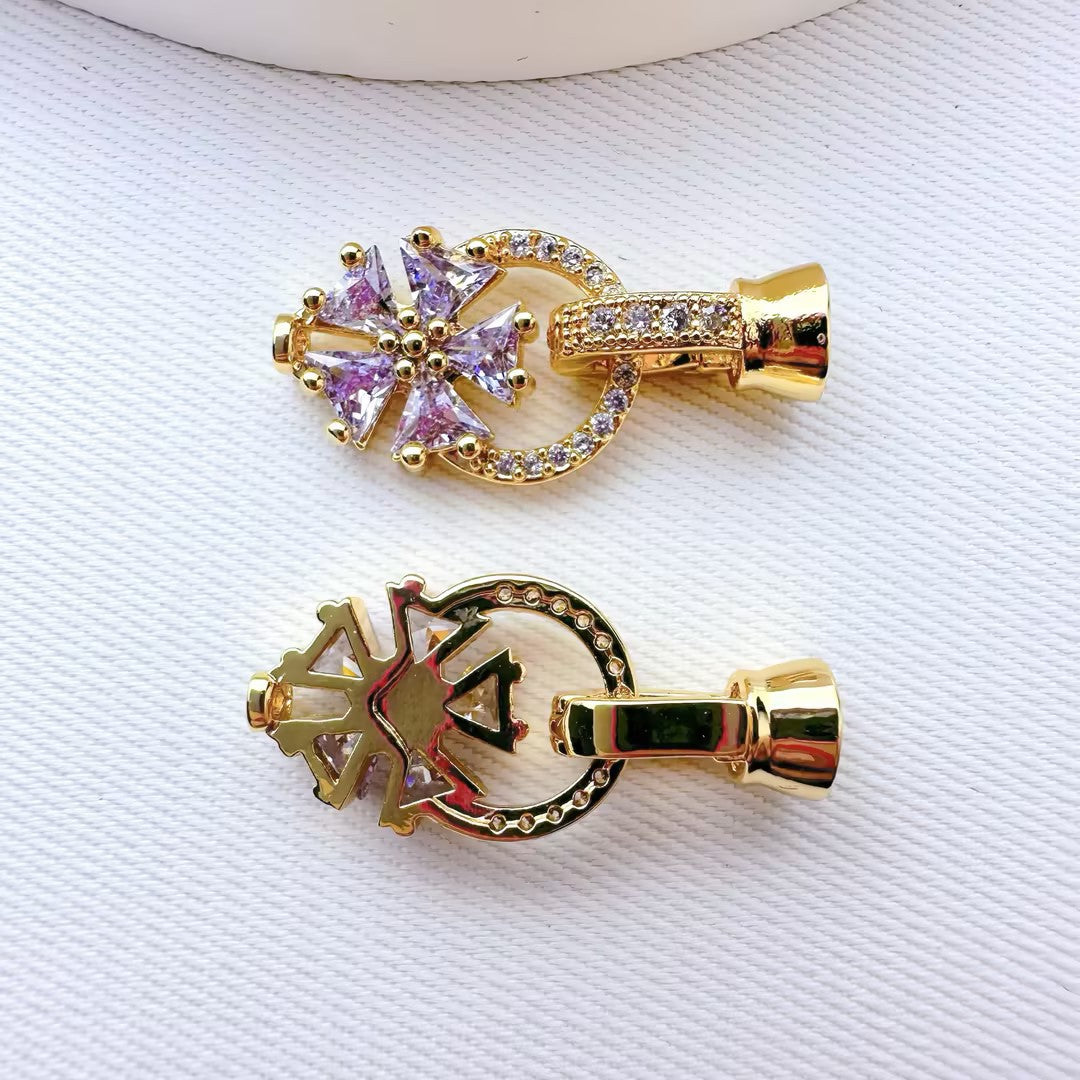 CZ-Set Flower Single Clasp