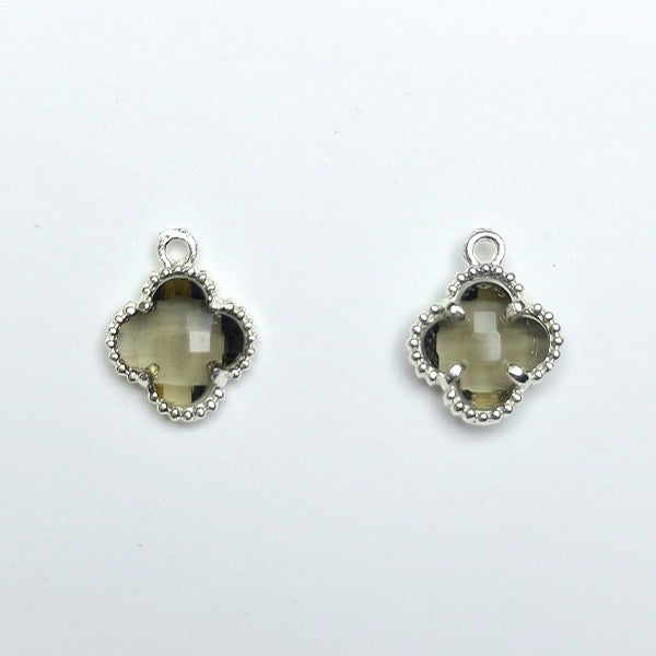 10pcs 12x15mm Crystal Glass Bezel Pendant Four-Leaf Clover Pendant