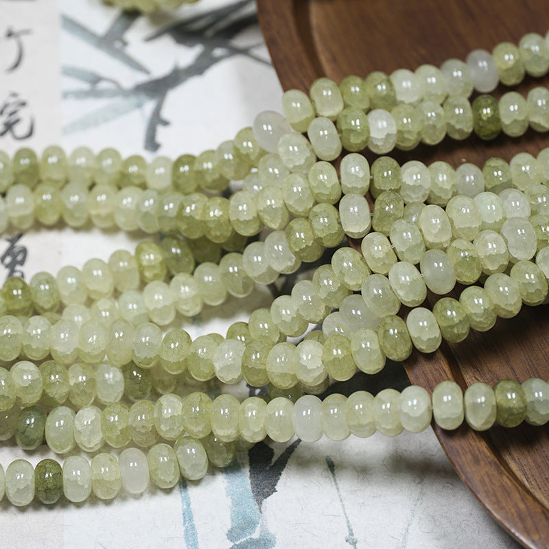 (100pcs)4x8mm Jade Crack Abacus Glass Beads - Water-Dyed Series