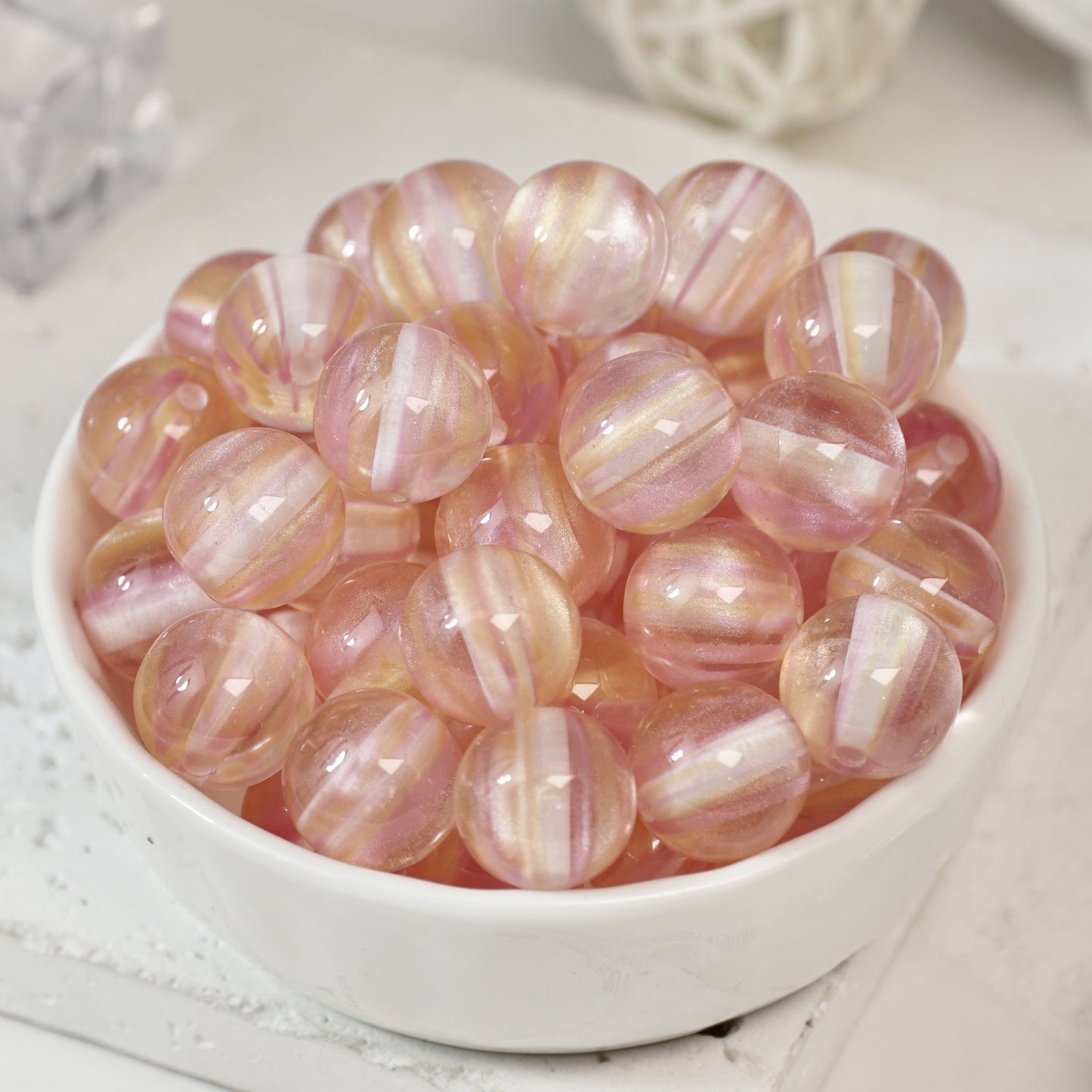 (50pcs)8/10/12/16mm Two-Tone Brushed Cat's Eye Resin Round Beads
