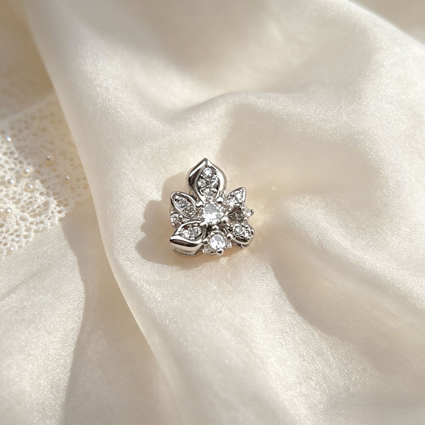 (5pcs)Multi-Row CZ Spacer Bead Micro-Pave Flower