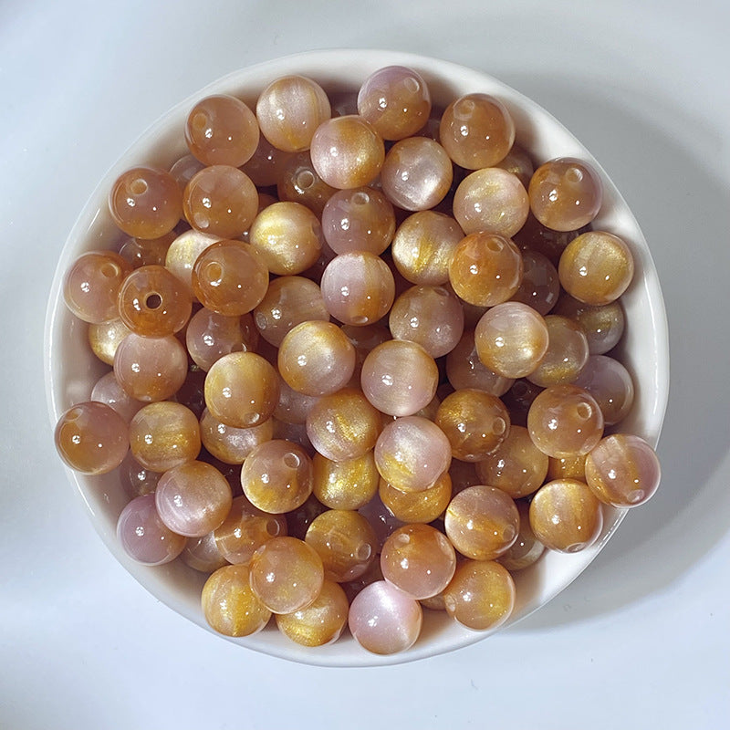 (50pcs)6/8/10/12/16mm Starry Resin Orbs - Golden Sands & Cat's Eye Beads