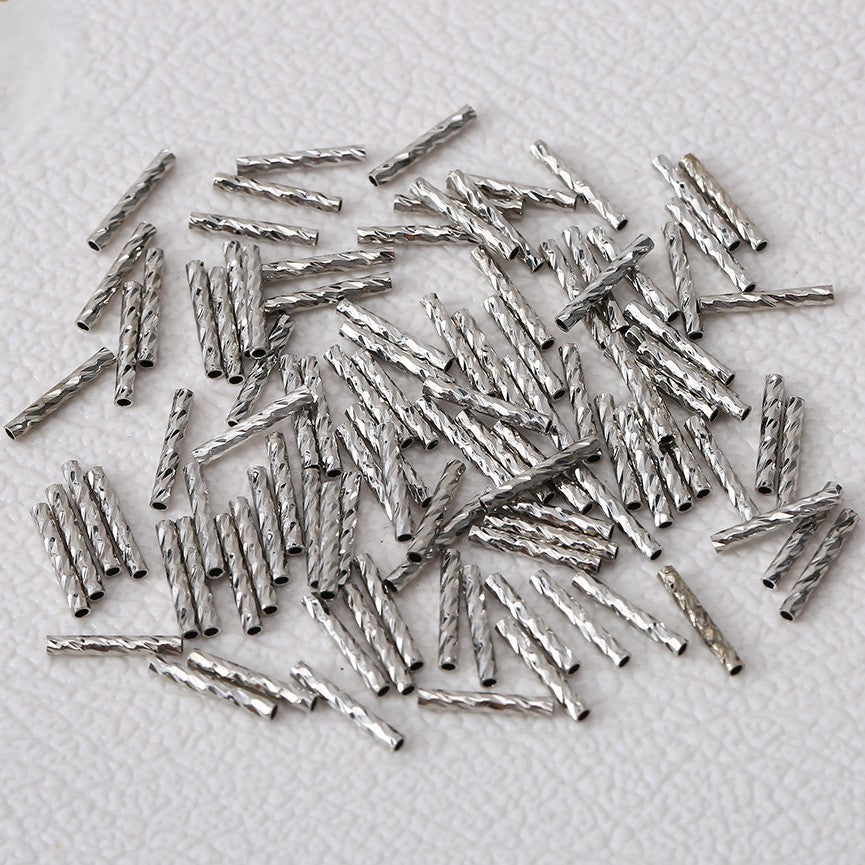 (100pcs)Straight Textured Tube Bar Beads