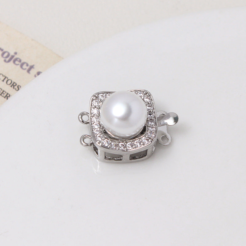 Double CZ Pearl Bracelet Clasp