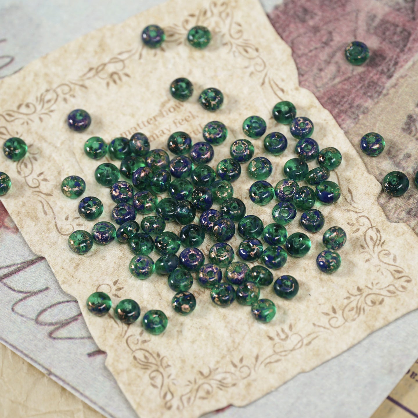 (160pcs)2x4mm Picasso Abacus Beads - Vintage Glass Seed Beads