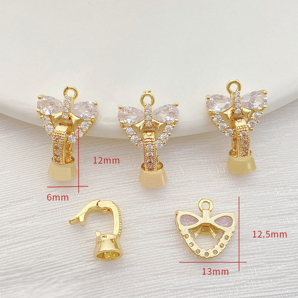 CZ-Set Bow Pearl Single Clasp