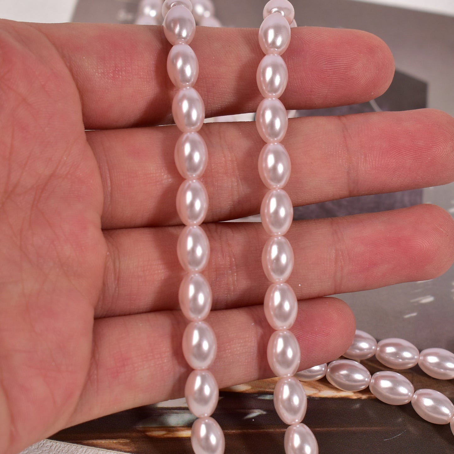 Crystal Oval Pearls, Full-Drilled Beads