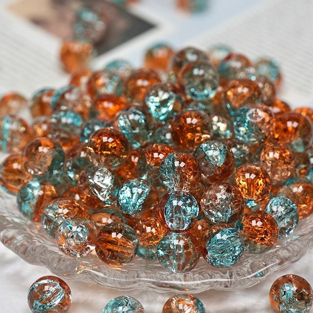 (200pcs)8/10mm Ice Crack Burst Crystal Glass Round Beads