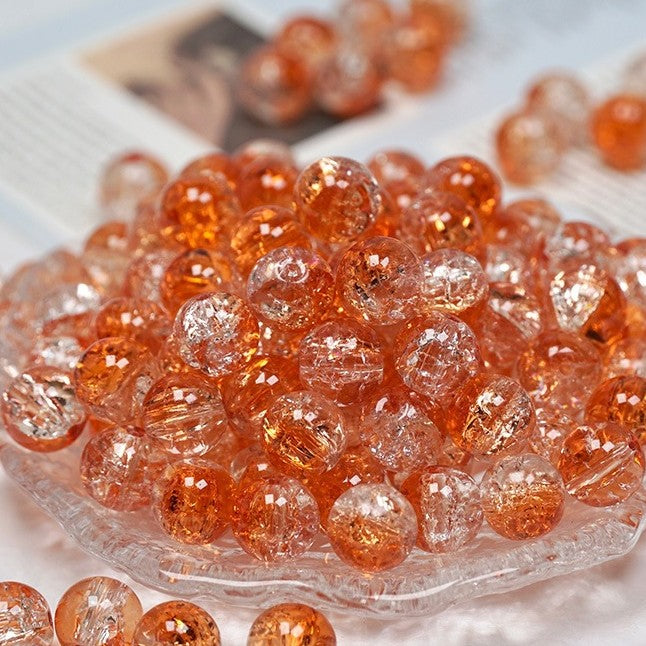 (200pcs)8/10mm Ice Crack Burst Crystal Glass Round Beads