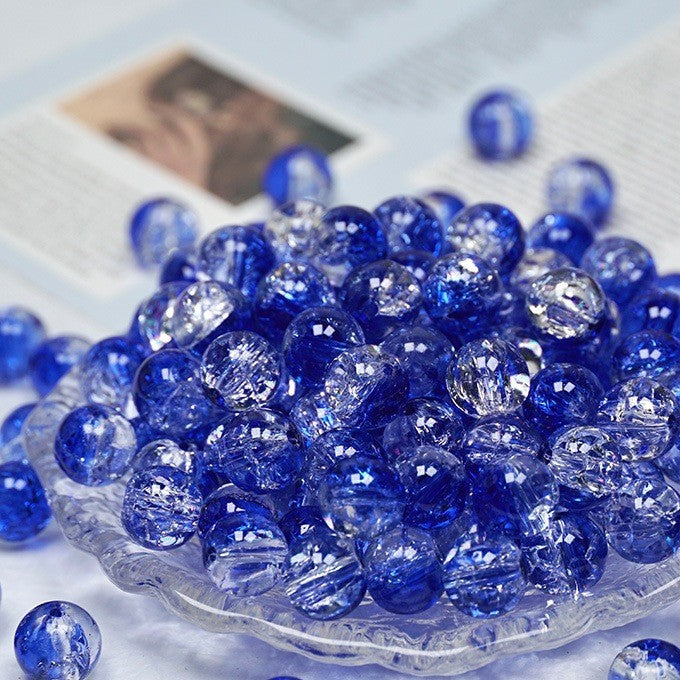 (200pcs)8/10mm Ice Crack Burst Crystal Glass Round Beads