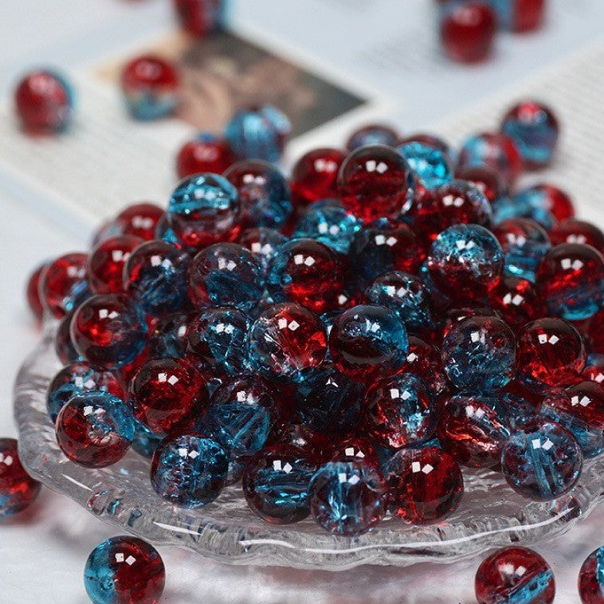 (200pcs)8/10mm Ice Crack Burst Crystal Glass Round Beads