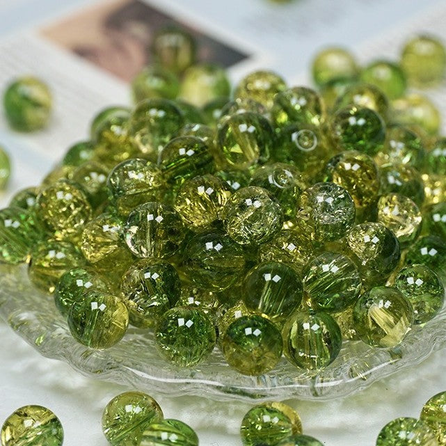 (200pcs)8/10mm Ice Crack Burst Crystal Glass Round Beads