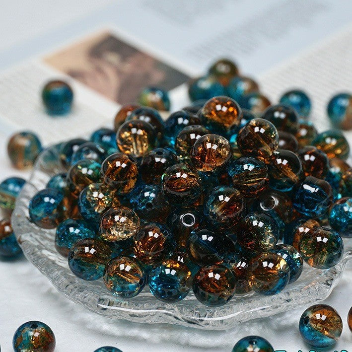 (200pcs)8/10mm Ice Crack Burst Crystal Glass Round Beads