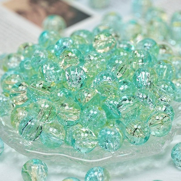 (200pcs)8/10mm Ice Crack Burst Crystal Glass Round Beads